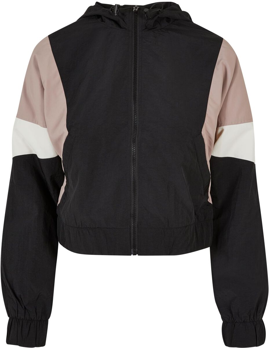Urban Classics Trainingsjacke - Ladies Short 3-Tone Crinkle Jacket - XS bis L - für Damen - Größe XS - multicolor