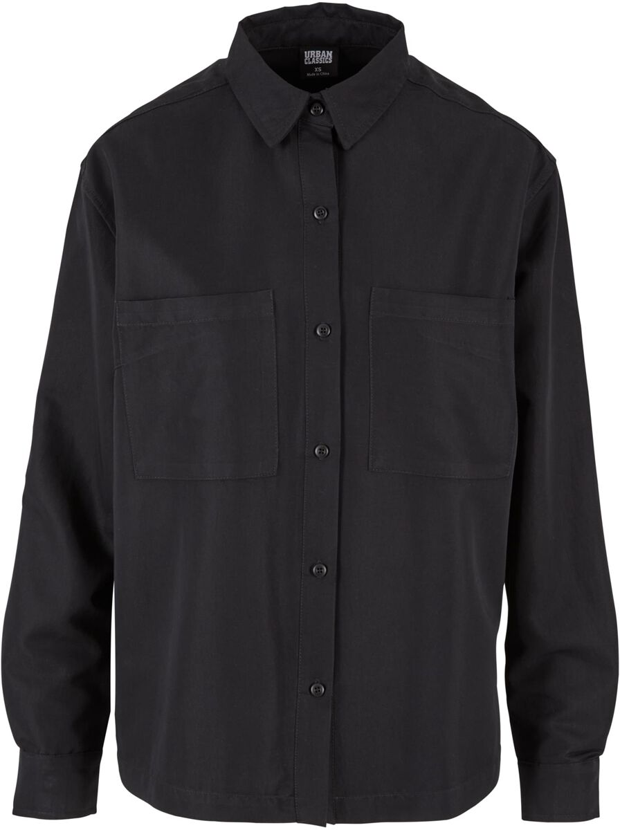 Urban Classics Langarmhemd - Ladies Oversized Twill Shirt - XS bis 3XL - für Damen - Größe XS - schwarz