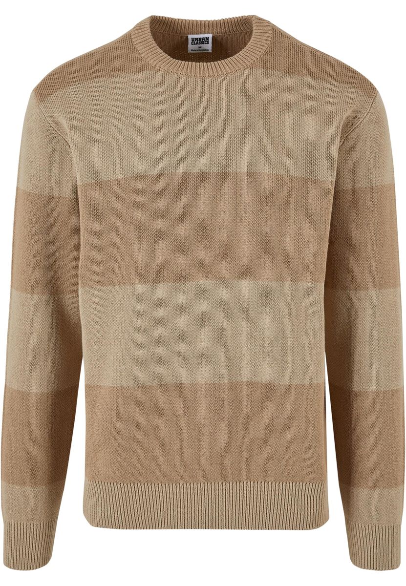 Urban Classics Strickpullover - Heavy Oversized Striped Sweatshirt - S bis XXL - für Männer - Größe M - beige/braun