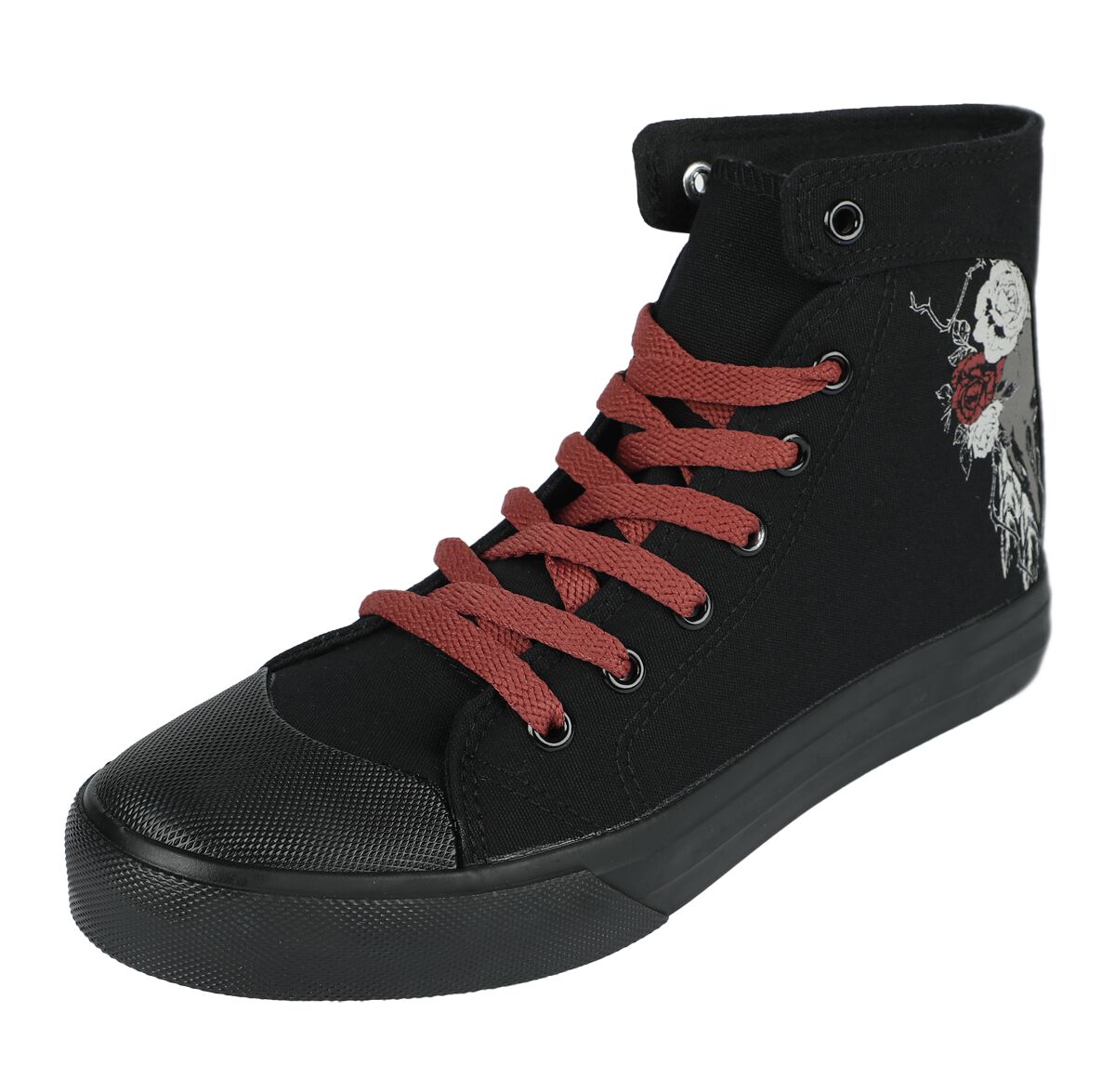 Black Premium by EMP Sneaker high - Sneaker With Rose and Skull Print - EU37 bis EU41 - für Damen - Größe EU38 - schwarz