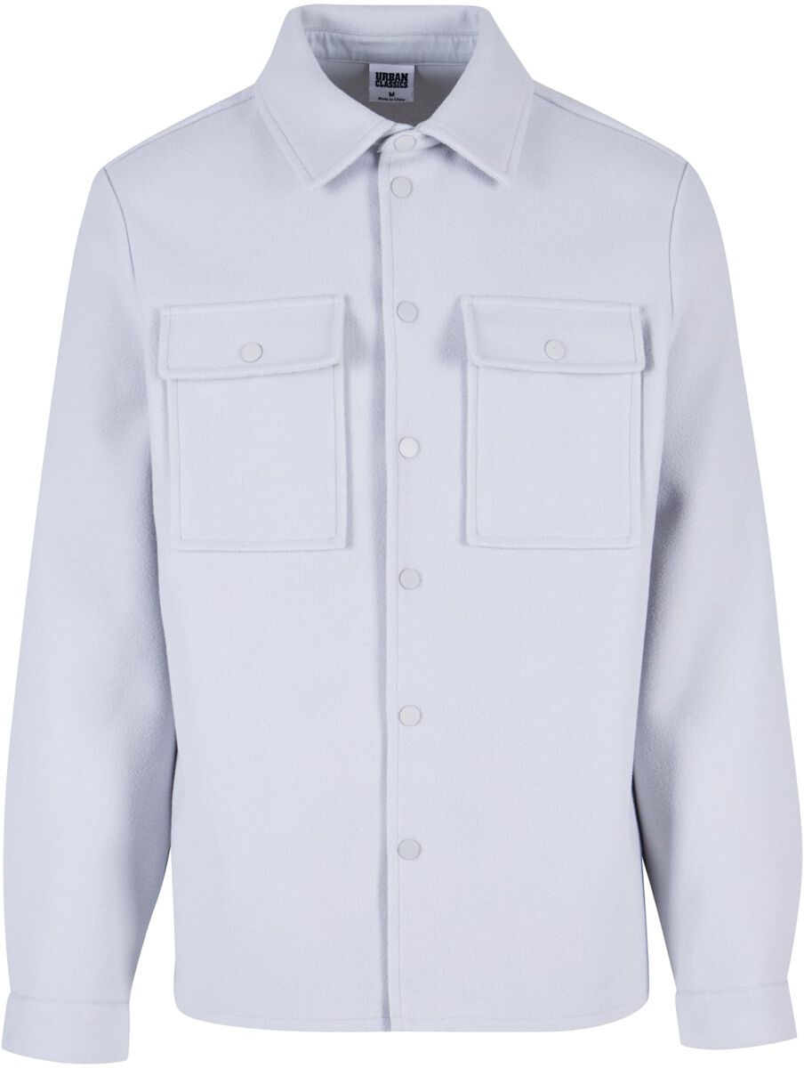 Urban Classics Langarmhemd - Plain Overshirt - S bis 4XL - für Männer - Größe M - hellgrau