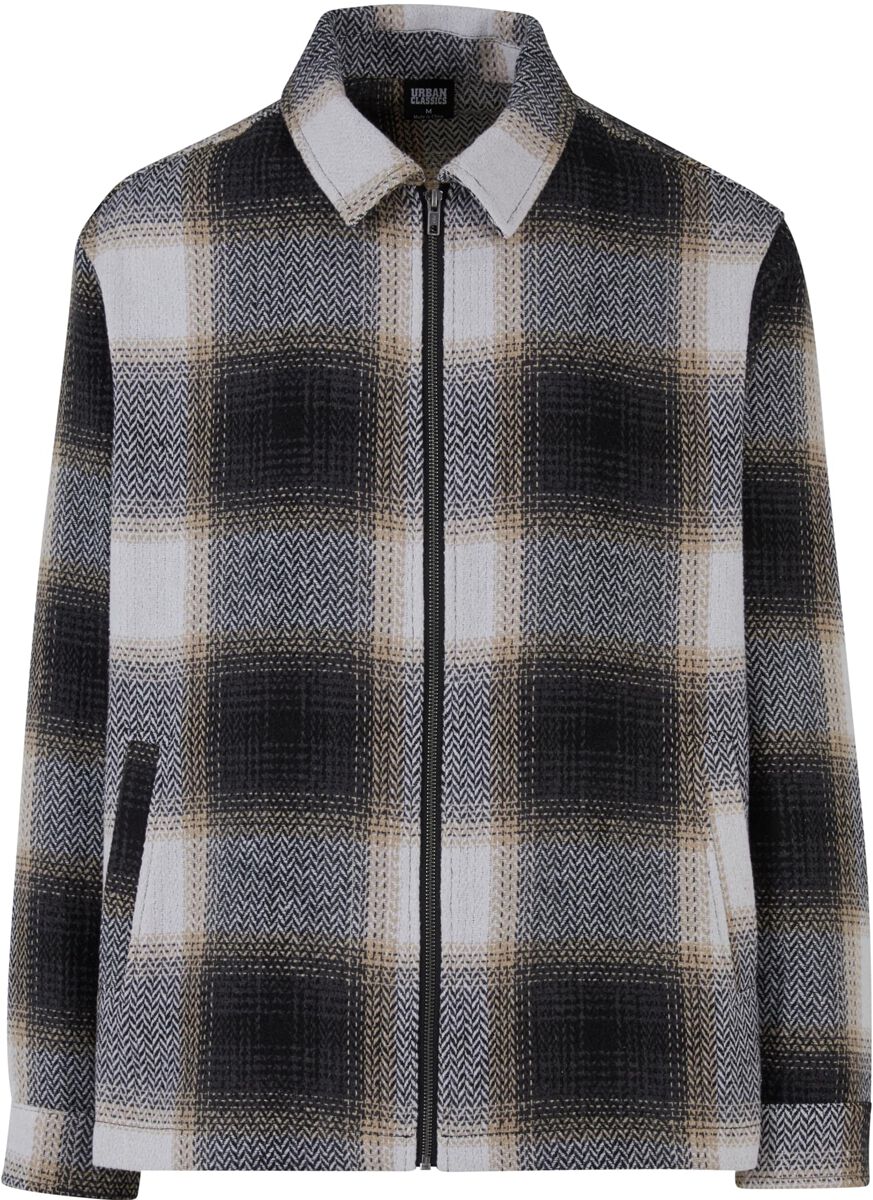 Urban Classics Übergangsjacke - Zipped Shirt Jacket - S bis 4XL - für Männer - Größe XXL - schwarz/beige
