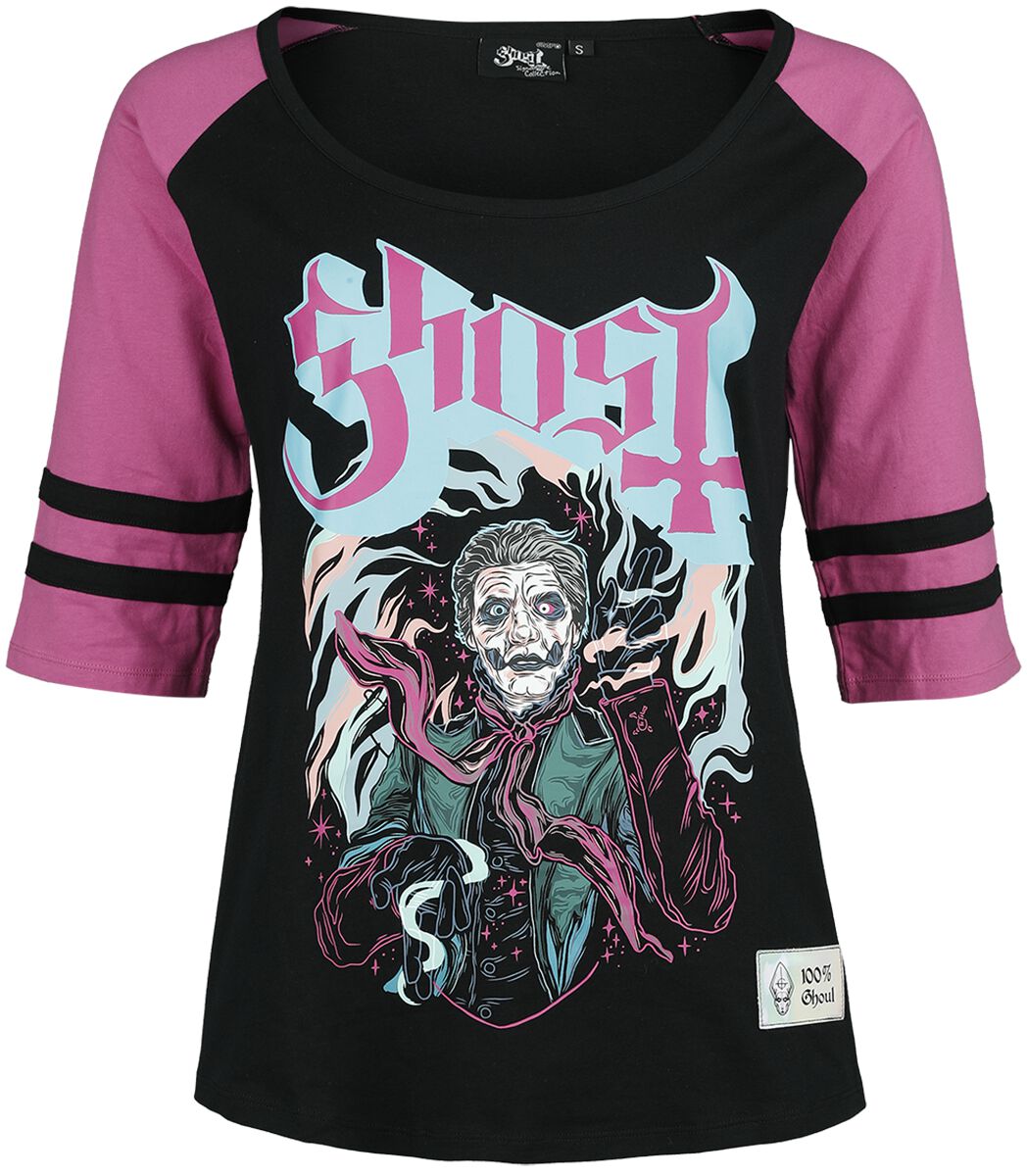 Ghost Langarmshirt - EMP Signature Collection - S bis XXL - für Damen - Größe L - schwarz/pink  - EMP exklusives Merchandise!