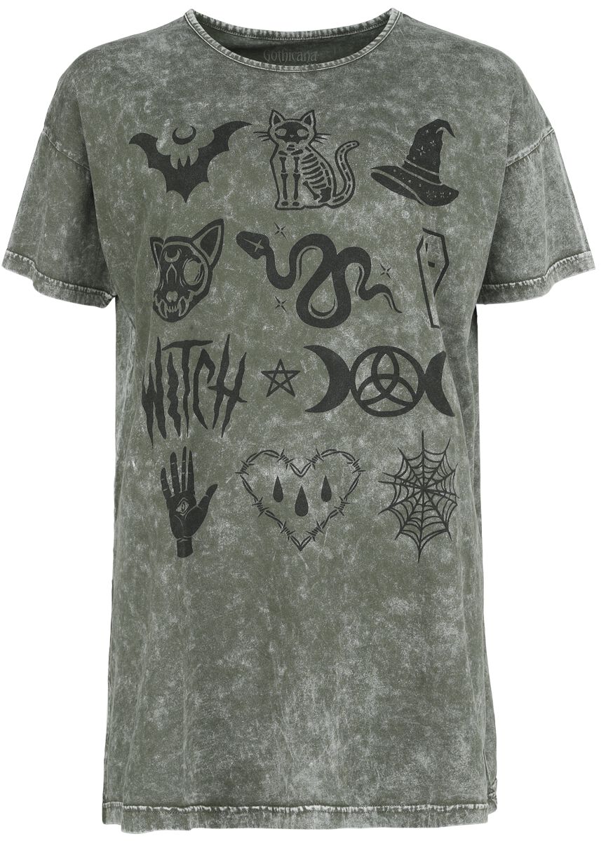 Gothicana by EMP - Gothic T-Shirt - T-Shirt with Frontprint - S bis XXL - für Damen - Größe XXL - grün