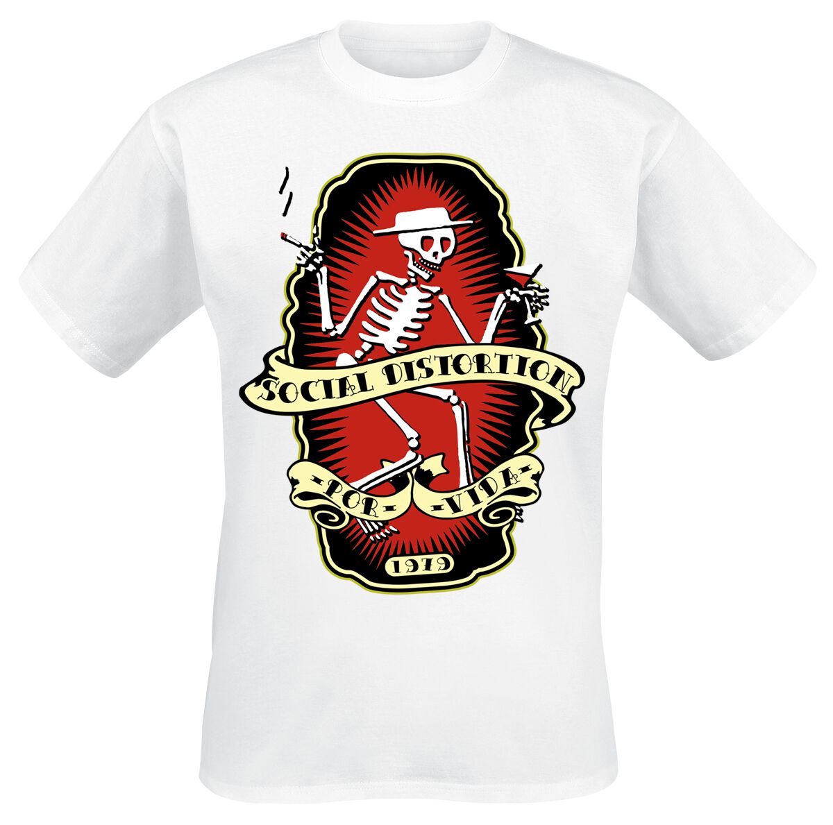 Social Distortion T-Shirt - Por Vida - S bis 3XL - für Männer - Größe S - weiß  - Lizenziertes Merchandise!