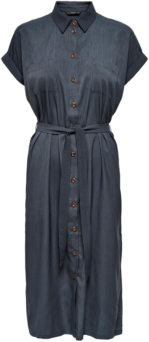 Only Kleid knielang - Onlhannover S/S Shirt Dress - 34 bis 42 - für Damen - Größe 36 - blau