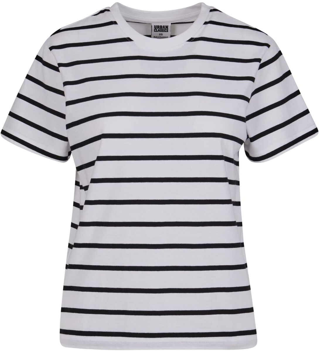 Urban Classics T-Shirt - Ladies Striped Boxy Tee - XS bis 3XL - für Damen - Größe 3XL - schwarz/weiß