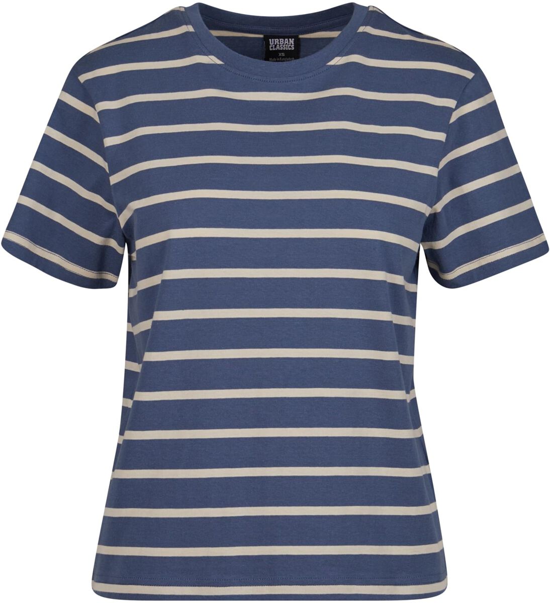 Urban Classics T-Shirt - Ladies Striped Boxy Tee - XS bis 4XL - für Damen - Größe XXL - blau