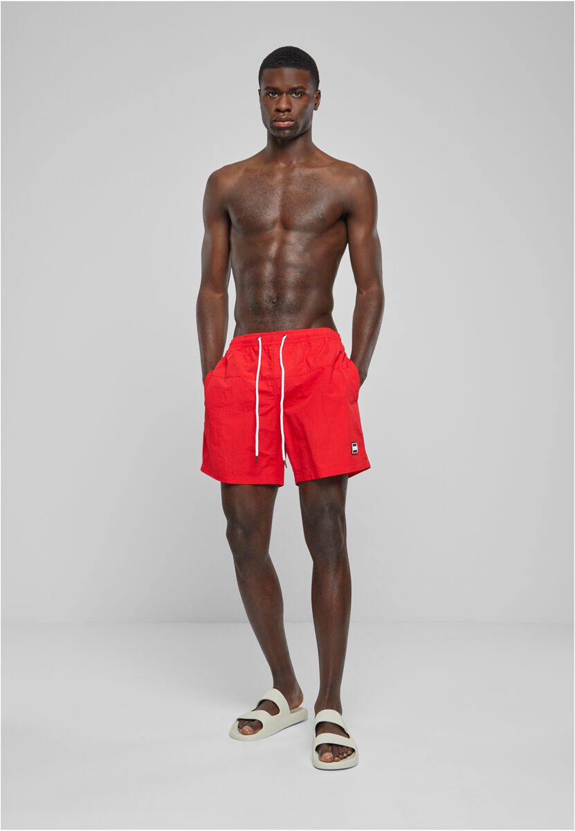Urban Classics Badeshort - Block Swim Shorts - S bis 4XL - für Männer - Größe M - rot