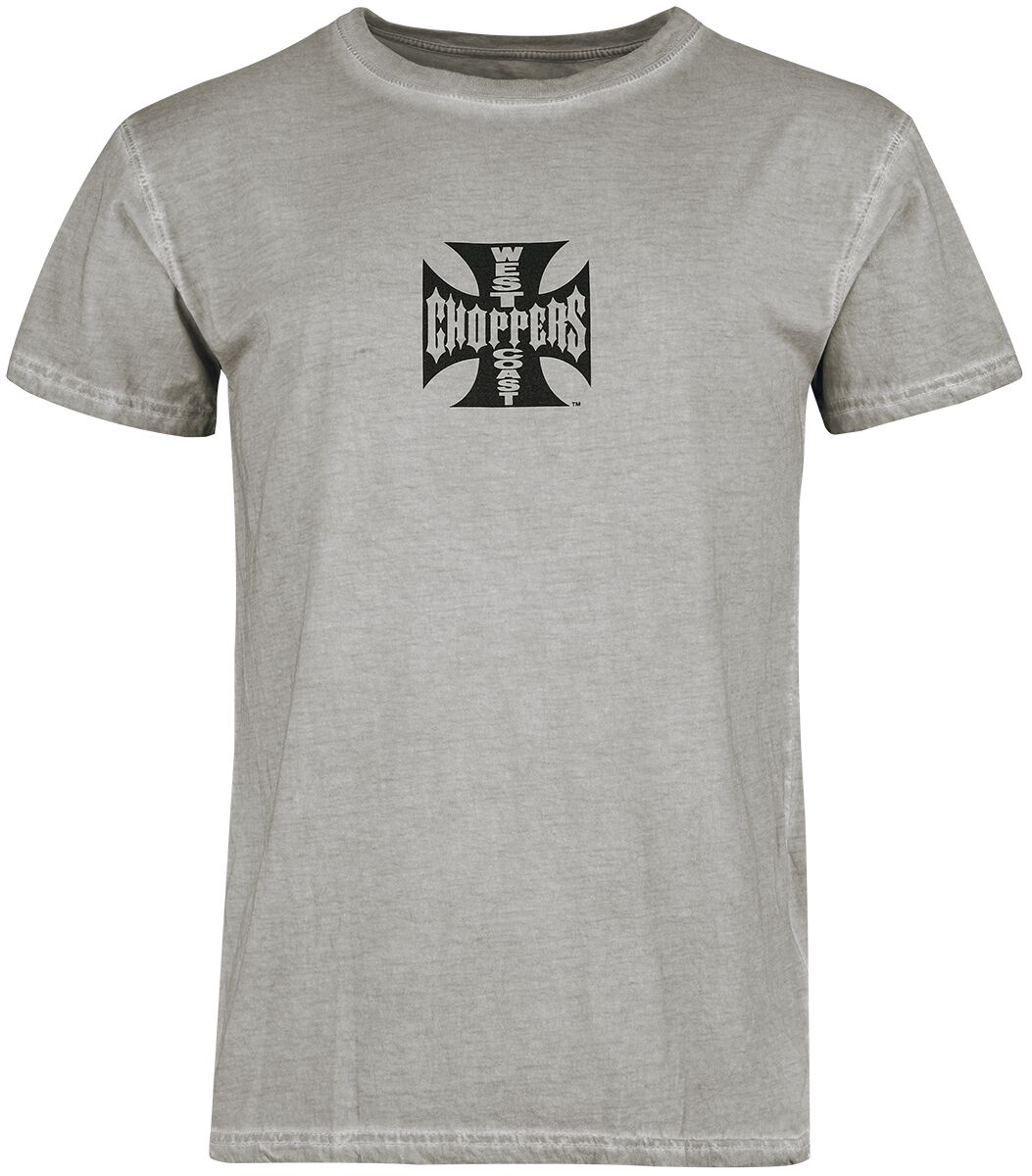 Image of T-Shirt di West Coast Choppers - WCC OG LBC Cross T-shirt - Vintage Grey Wash - S a XXL - Uomo - grigio