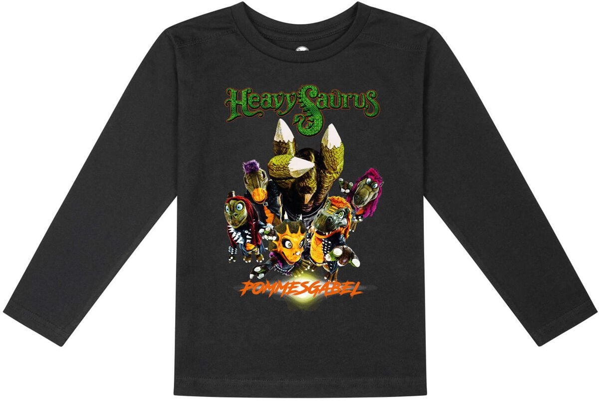 Heavysaurus Langarmshirt für Kleinkinder – Metal-Kids – Pommesgabel – für Mädchen & Jungen – schwarz  – Lizenziertes Merchandise!